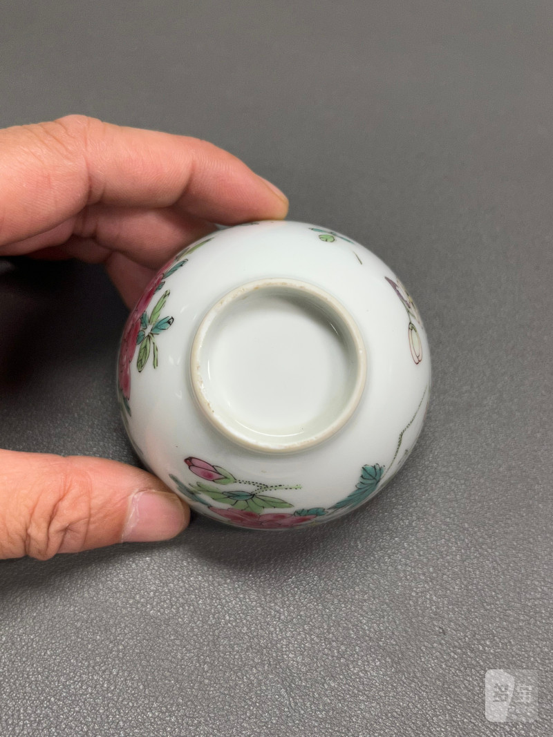 清雍正 粉彩花卉纹杯 - 图14